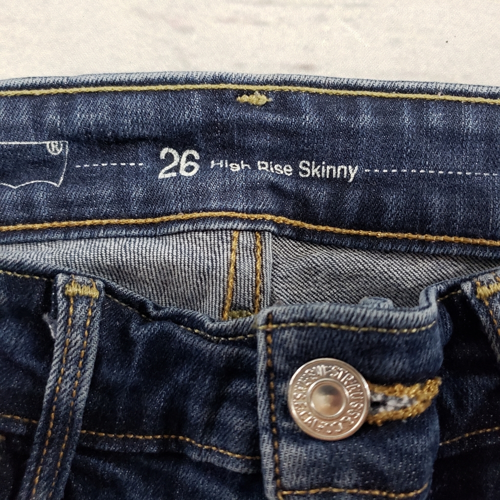 Levis Jeans Size 26 High Rise Skinny Blue Denim - Picture 5 of 6